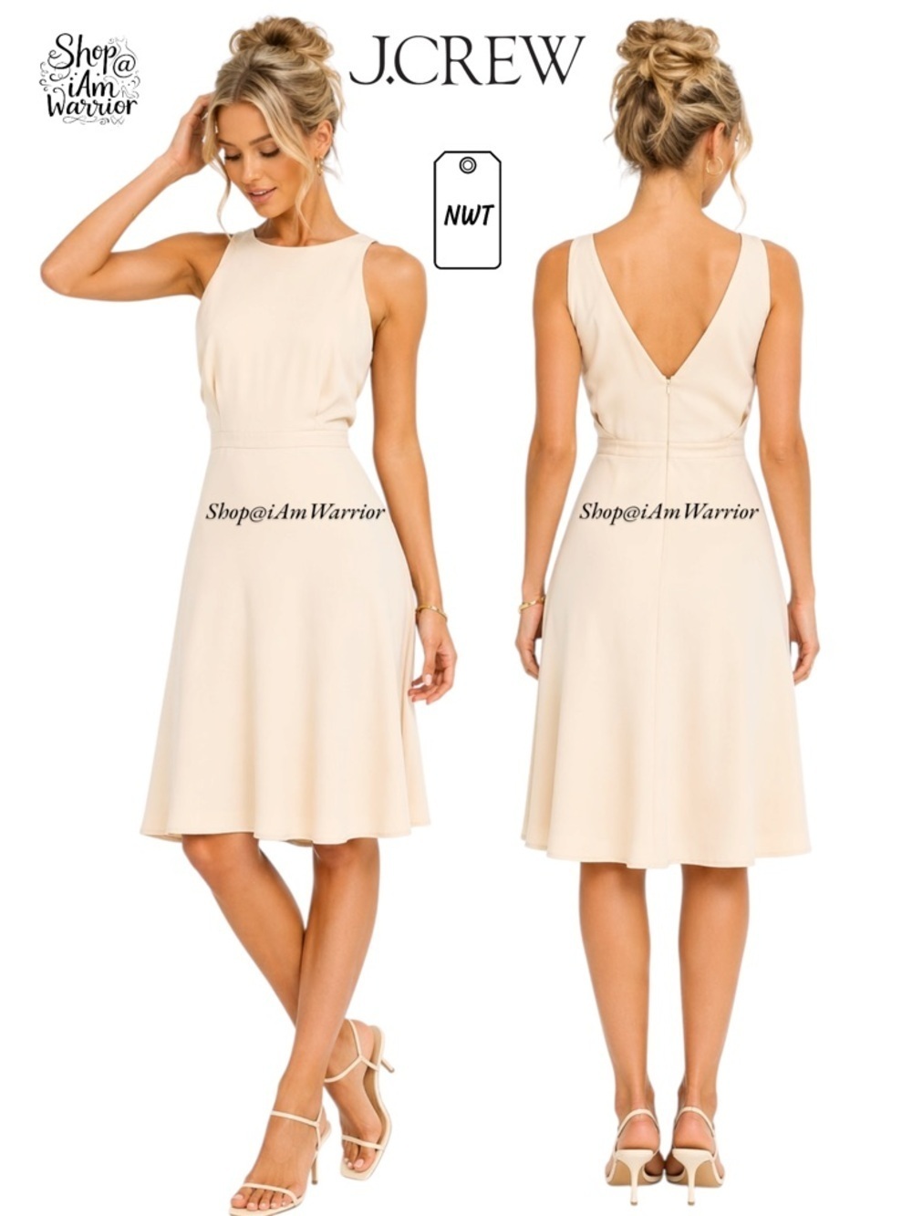 J.Crew NWT champagne draped matte crepe dress *shop@iamwarrior